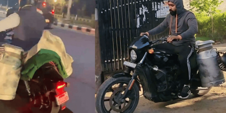 A Video of Man selling Milk on his Harley Davidson Has Gone Viral