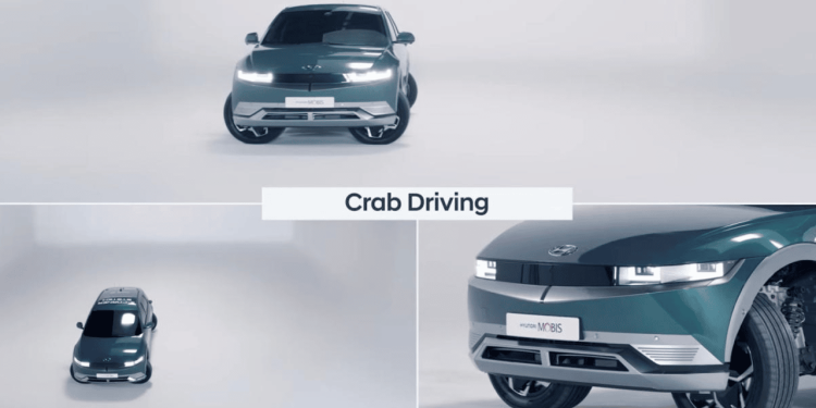 Hyundai Ioniq 5 drives in a 90-degree Angle