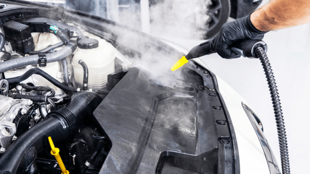 3-Use a garden hose to wet down the engine
